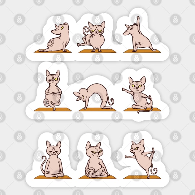 Sphynx Cat Yoga Cat Sticker by huebucket